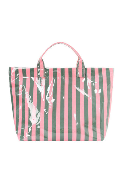 Glossy Striped Large Tote Bag FB