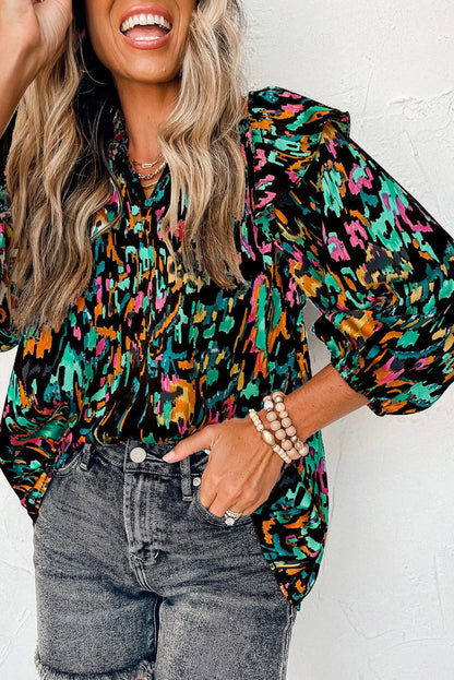 Black Abstract Print Blouse LT