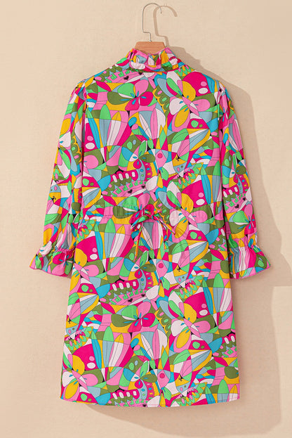 Abstract Button Up Dress