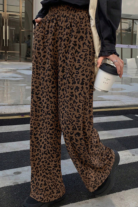 Leopard Elastic Corduroy Pants FB