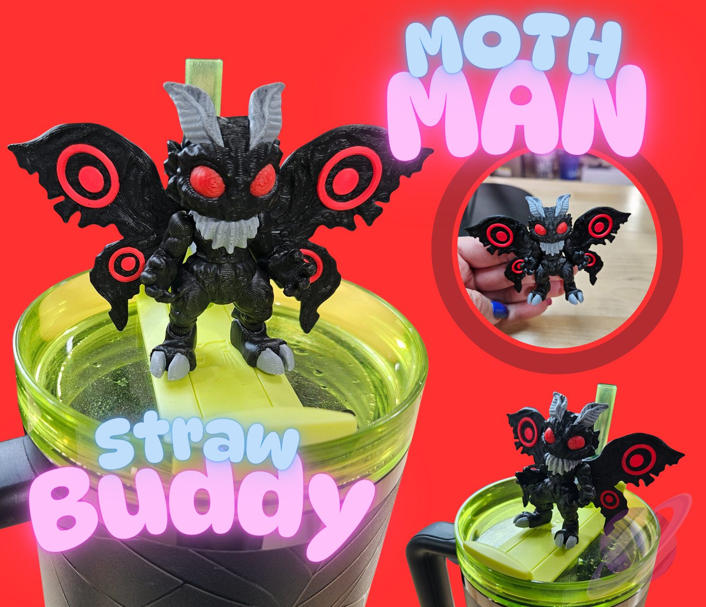 MOTH MAN-3D PRINTED STRAW BUDDY