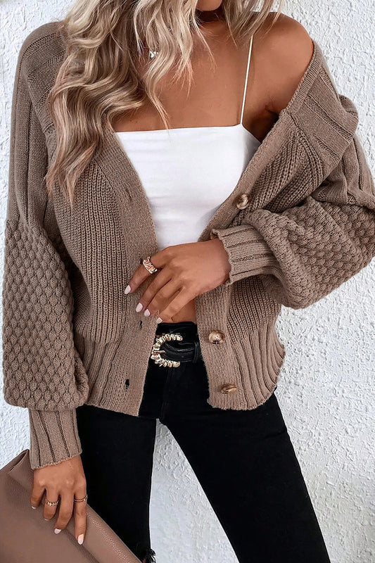Mixed Knit Texture Cardigan FB