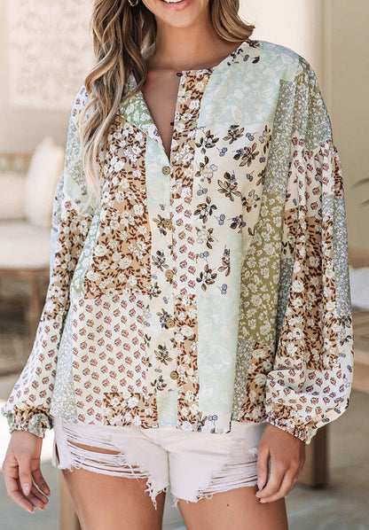 Multicolor Floral Puff Blouse RTS