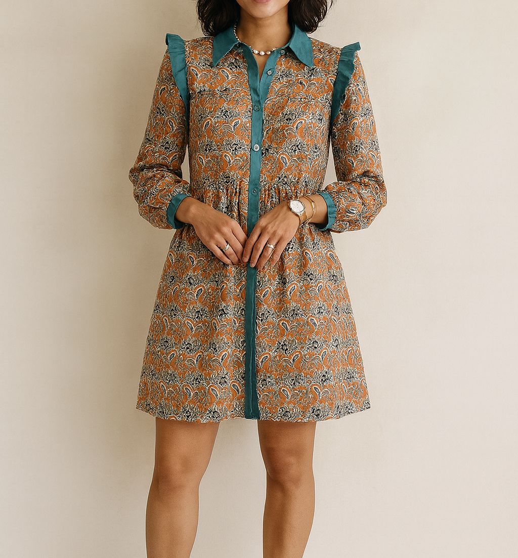 Orange Floral Mini Dress December.