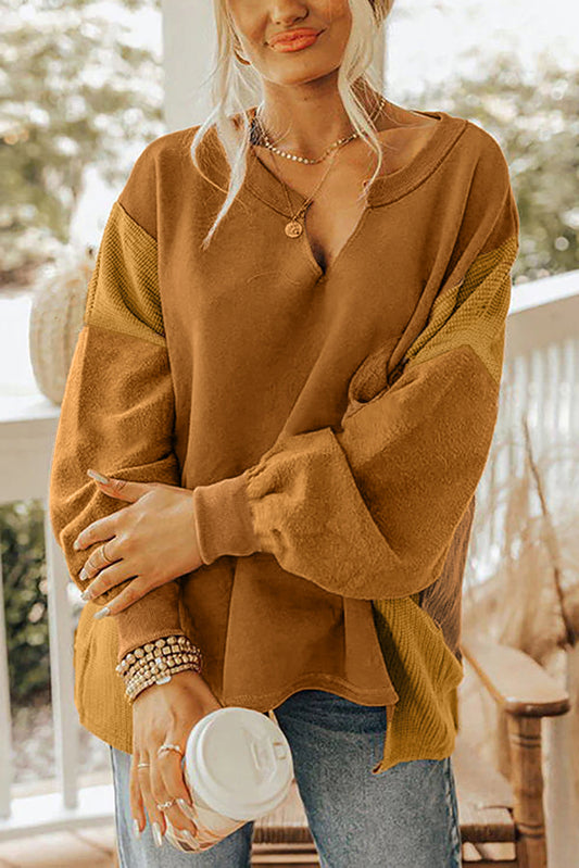 Oversized Mixed Texture High Low Top FB