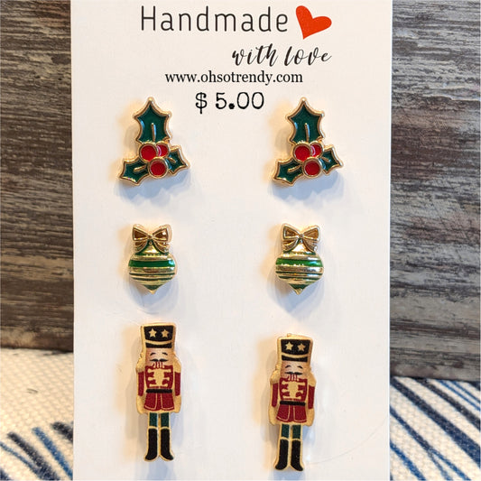 3 PAIR OF HOLIDAY EARRINGS