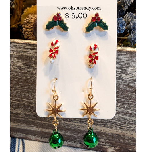 3 PAIR OF HOLIDAY EARRINGS