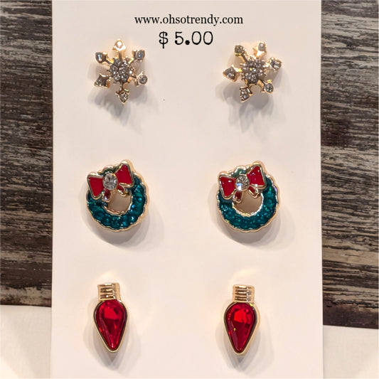 3 PAIR OF HOLIDAY EARRINGS