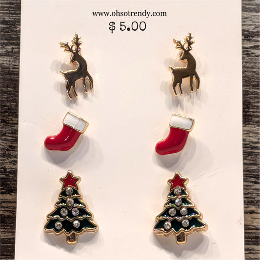 3 PAIR OF HOLIDAY EARRINGS