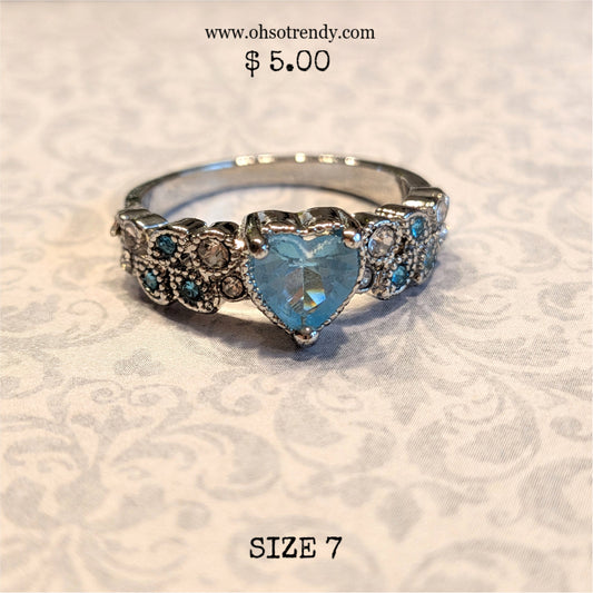 BLUE HEART ZIRCON RING