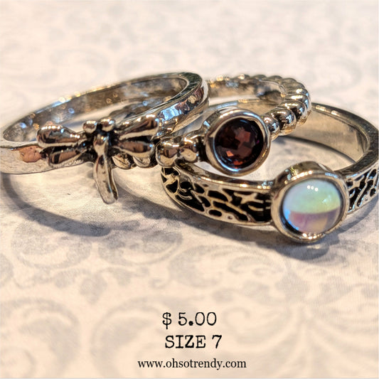 3 PIECE DRAGONFLY RING SET