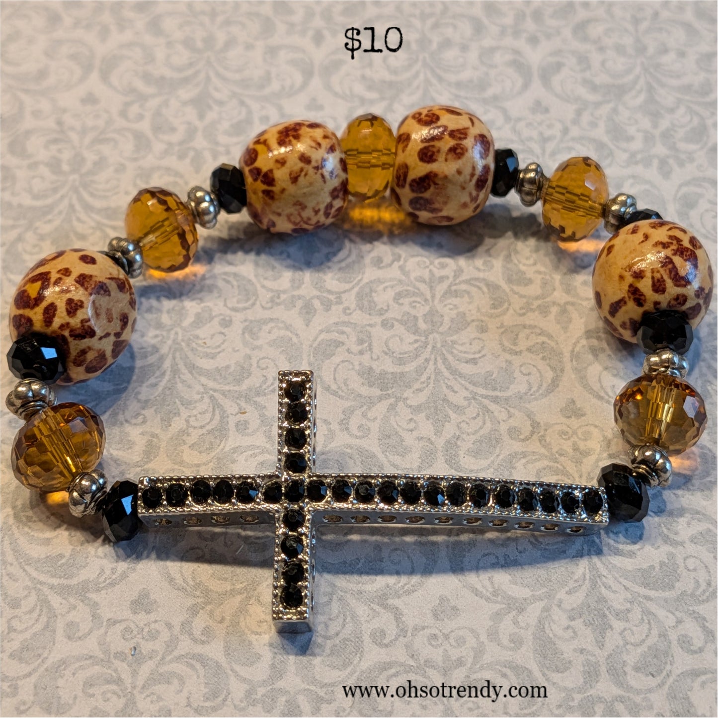 LEOPARD CROSS BRACELET