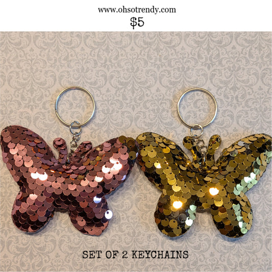 SET OF 2 BUTTERFLY KEYCHAINS