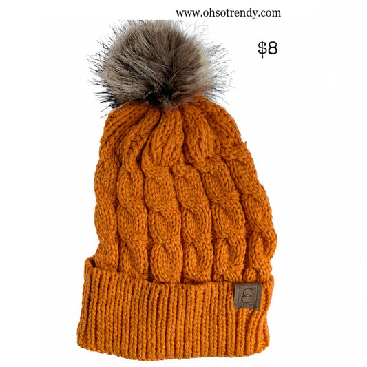 BURNT ORANGE KNIT HAT