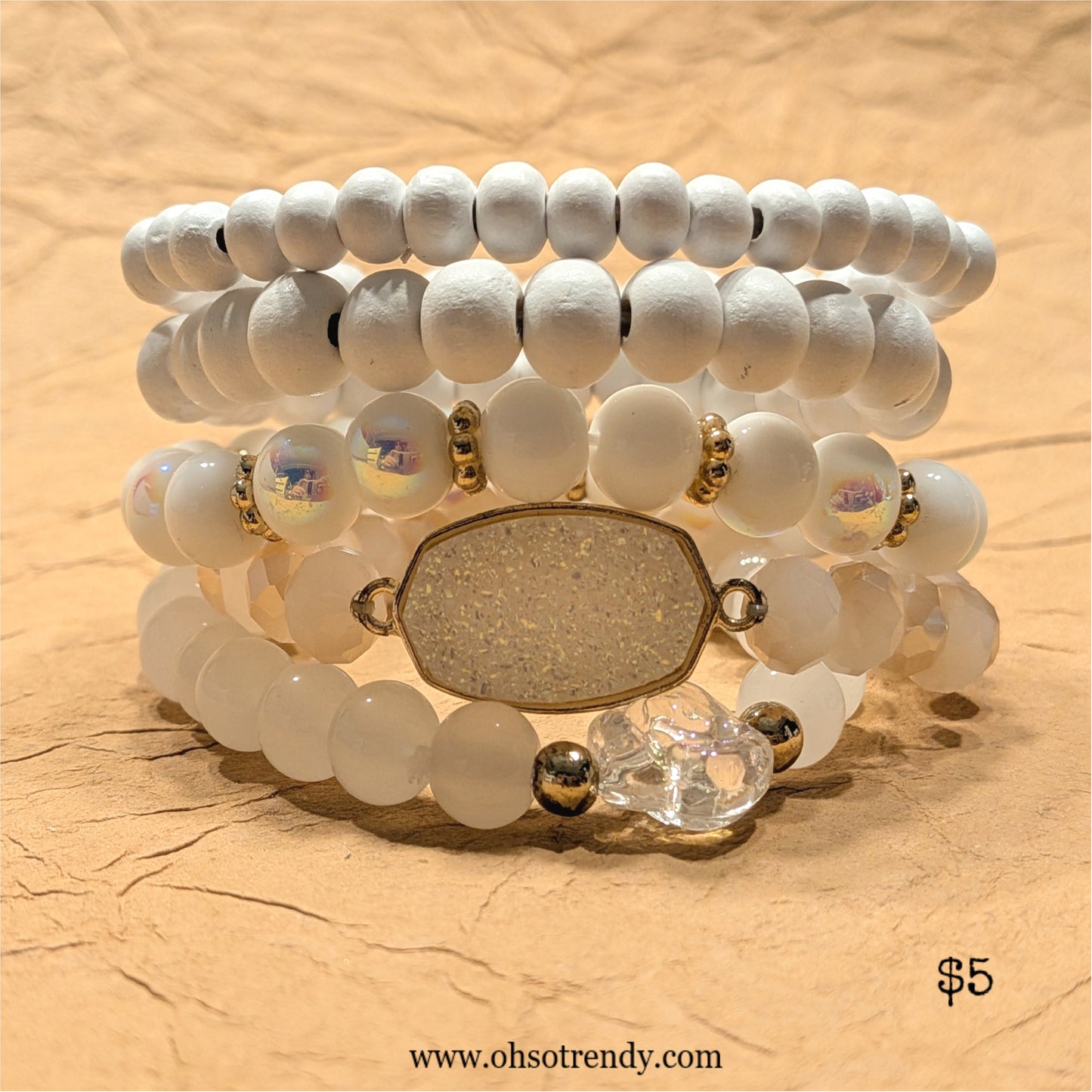 WHITE STACKABLE BRACELETS
