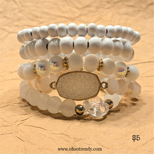 WHITE STACKABLE BRACELETS