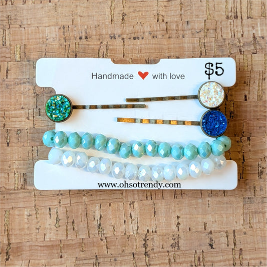 HAIR CLIPS AND BRACELET SET