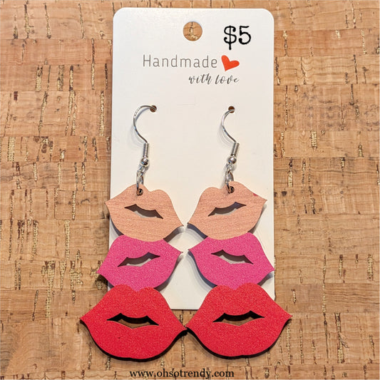 WOOD LIP EARRINGS
