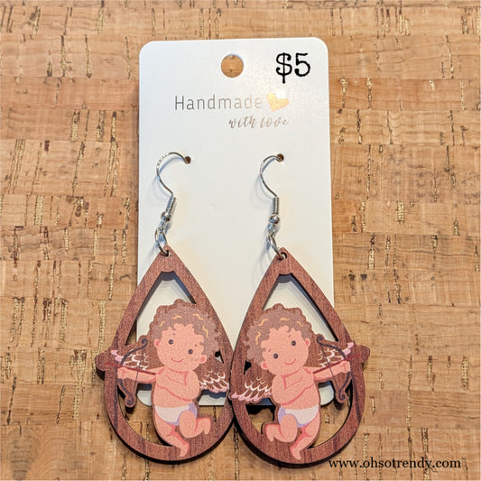 WOOD CUPID EARRINGS