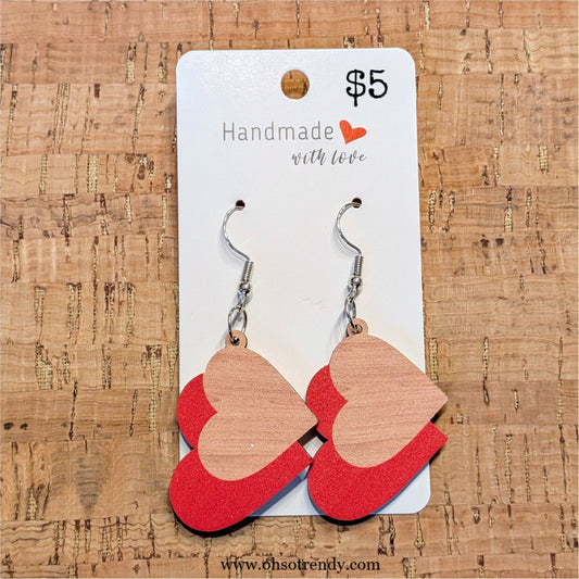 WOOD HEART EARRINGS