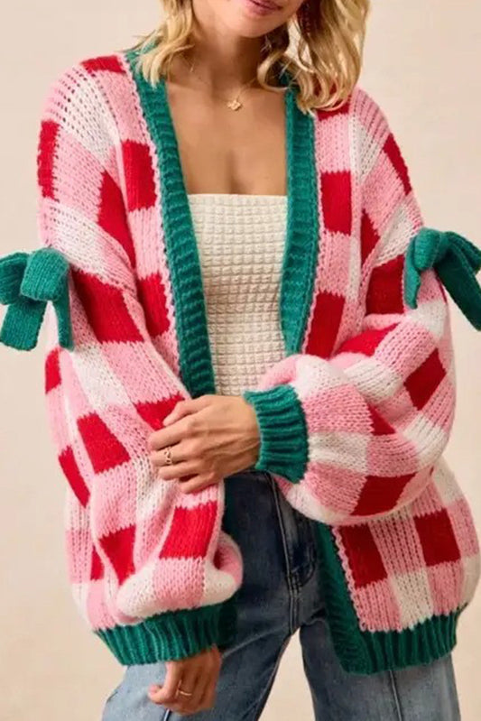 Pink Plaid Bowknot Cardigan RTS