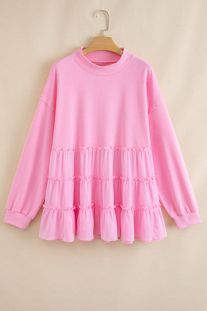Pink Tiered Plus Size Blouse RTS