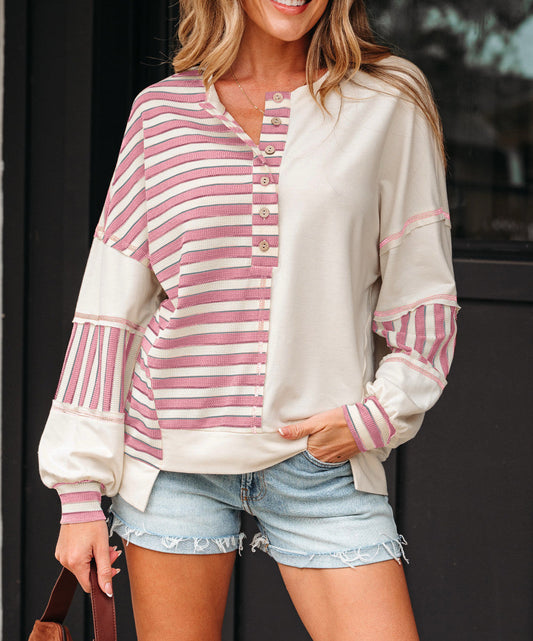 Pink Stripe Color Block Top November.