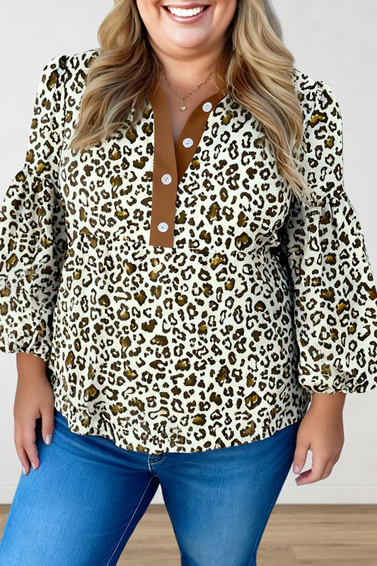 Plus Leopard Button Blouse December.