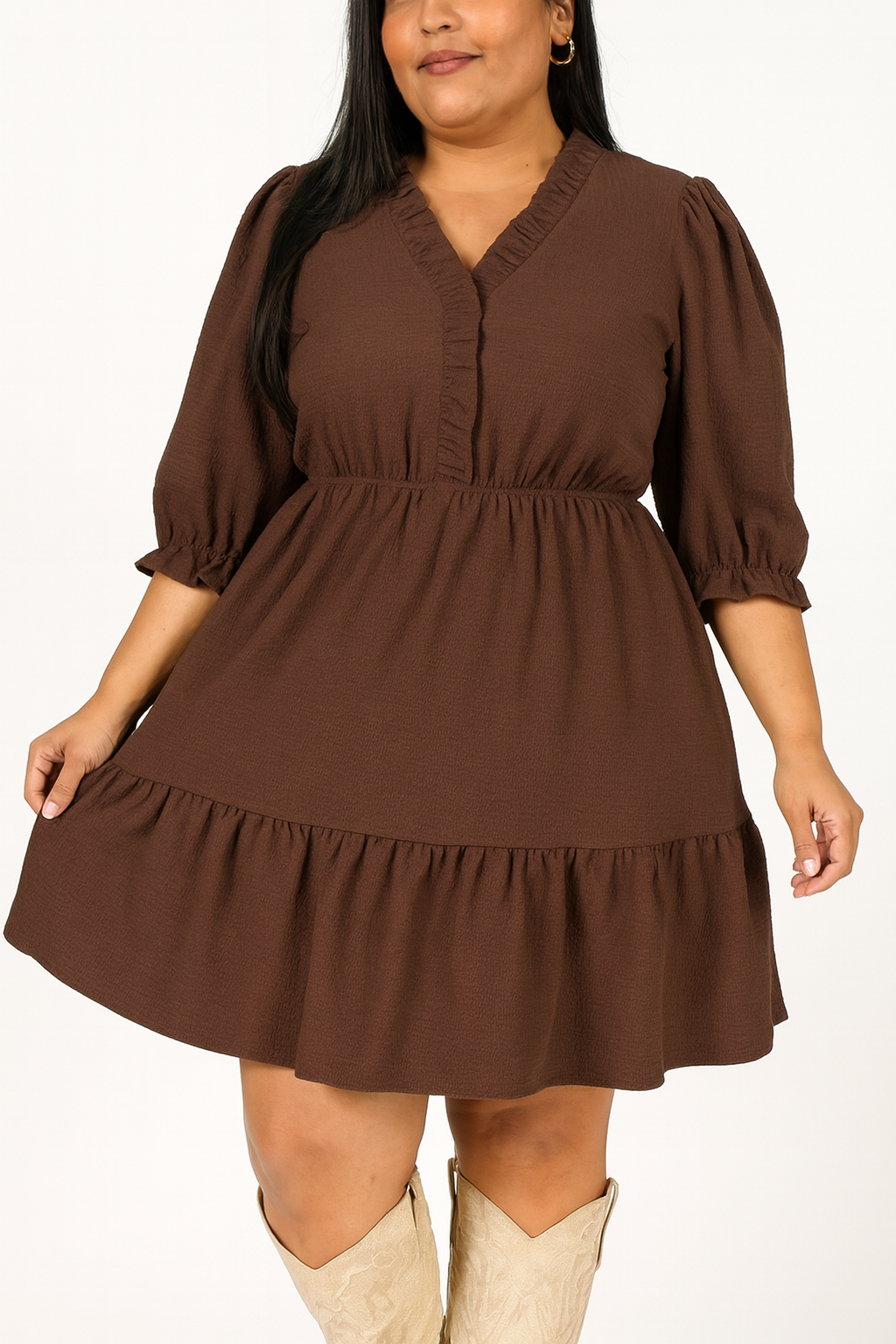 Plus Size Frilled Mini Dress FB