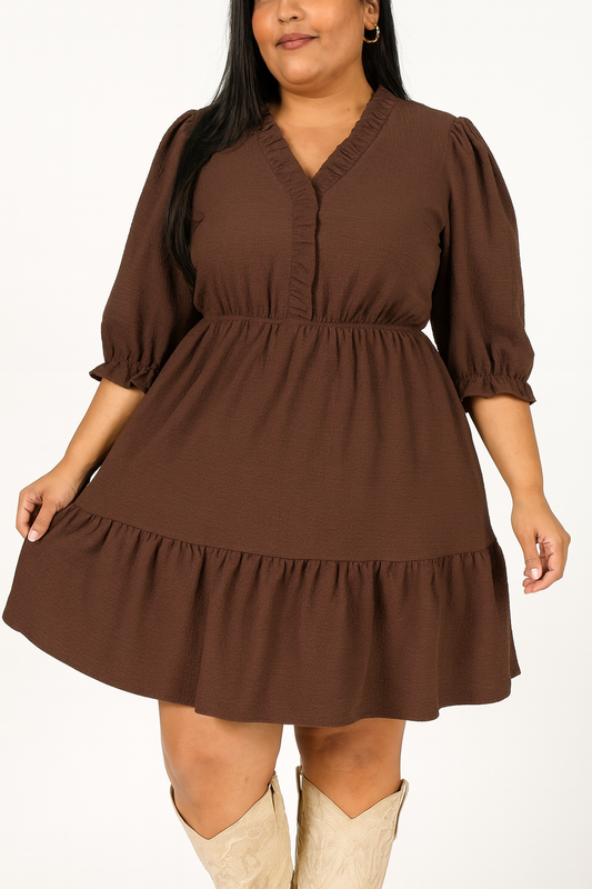 Plus Size Frilled Mini Dress FB