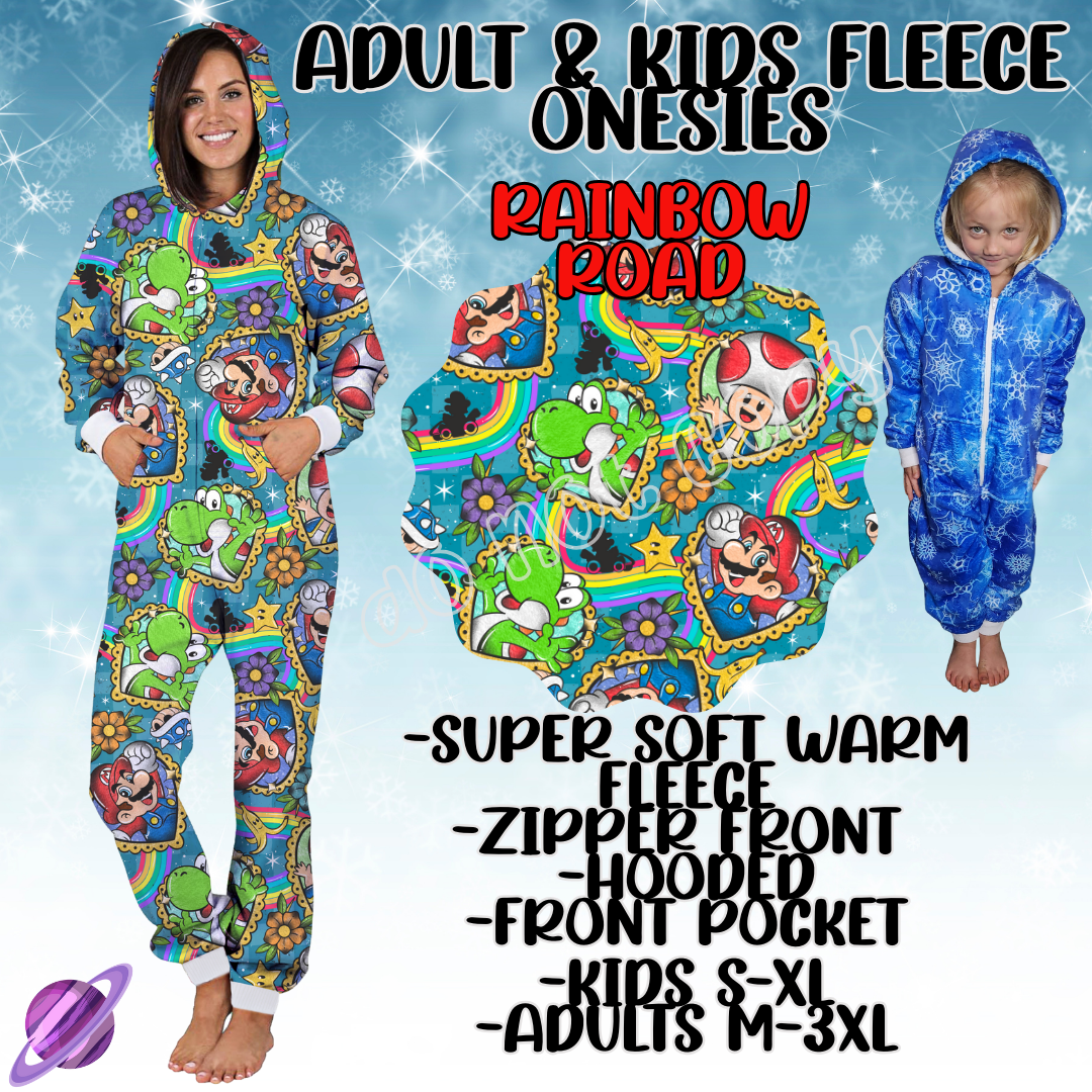 RAINBOW ROAD - ADULT & KIDS FLEECE ONESIES CLOSING 9/28