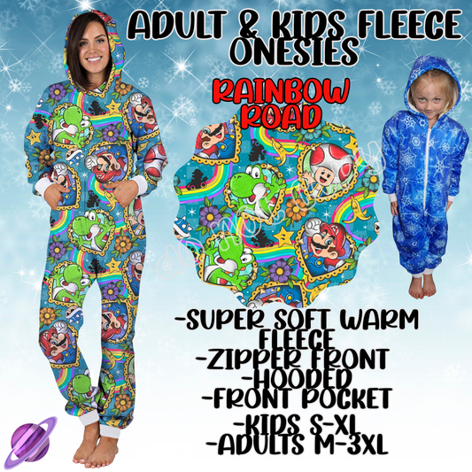 RAINBOW ROAD - ADULT & KIDS FLEECE ONESIES CLOSING 9/28