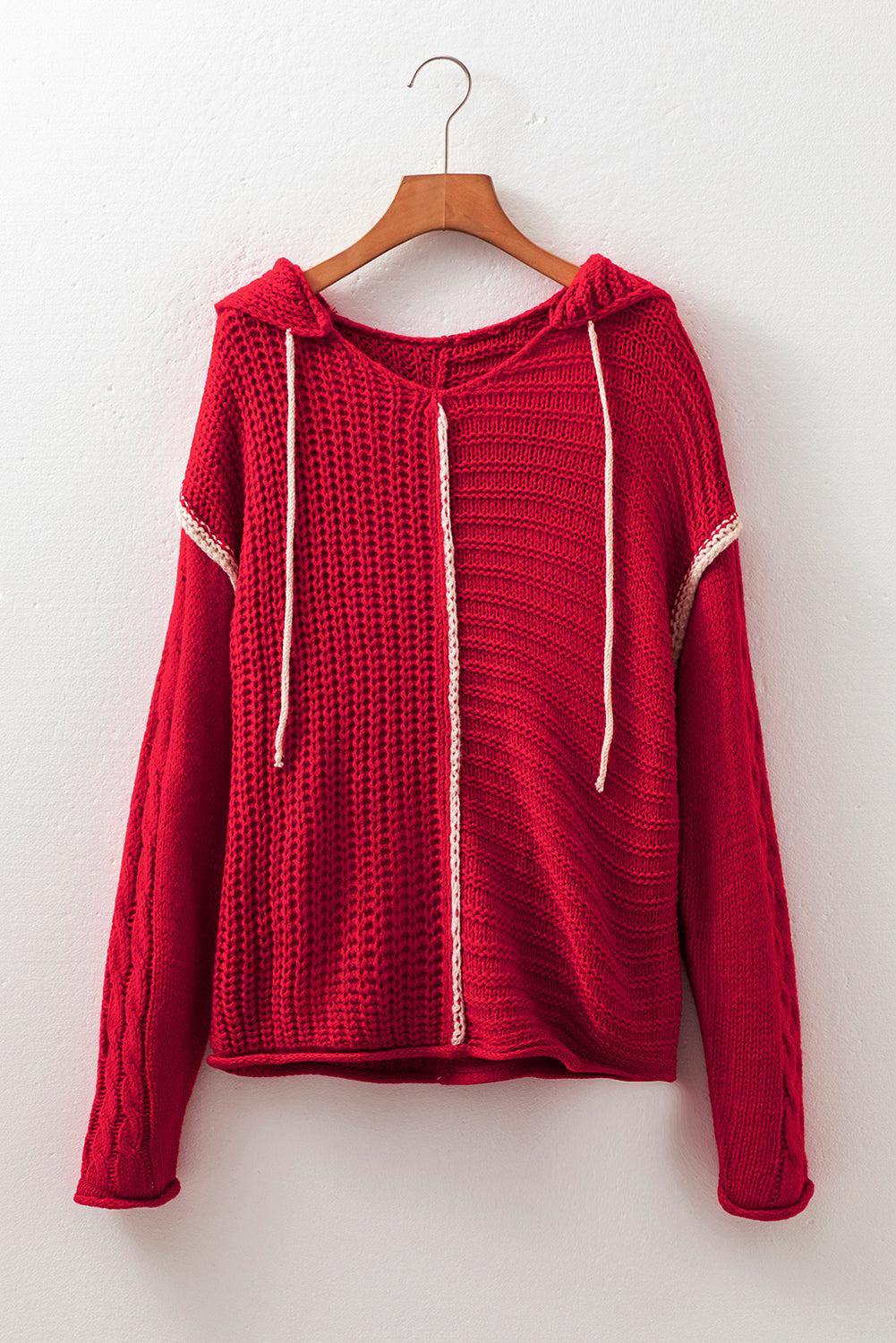 Red Contrast Hooded Sweater August.