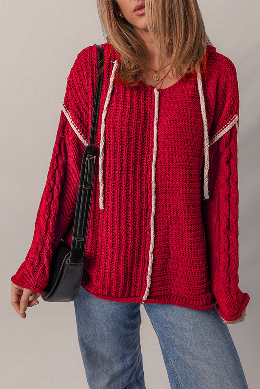 Red Contrast Hooded Sweater August.