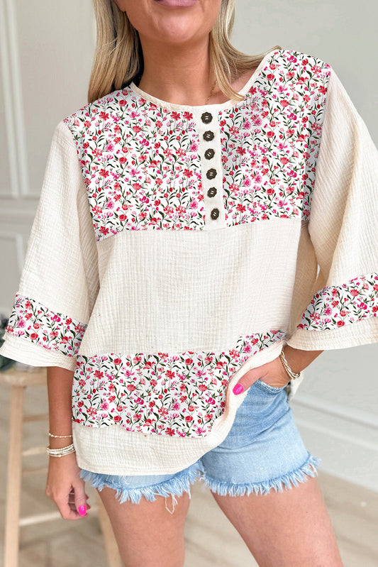 Floral Henley Blouse FB