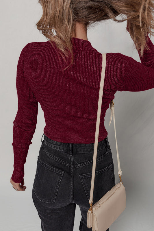 Red Ribbed Slim Top September.