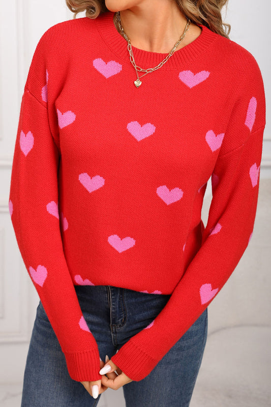Red Shoulder Heart Sweater December.