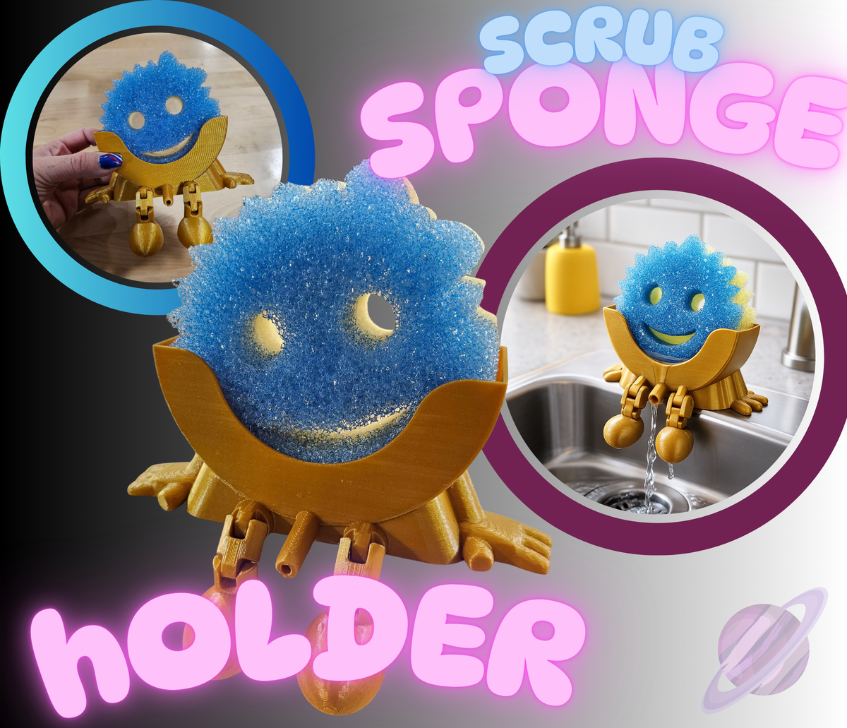SCRUB DAD SPONGE HOLDER-3D PRINTED