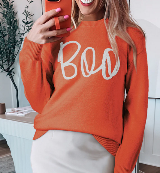 BOO Halloween Knit Top