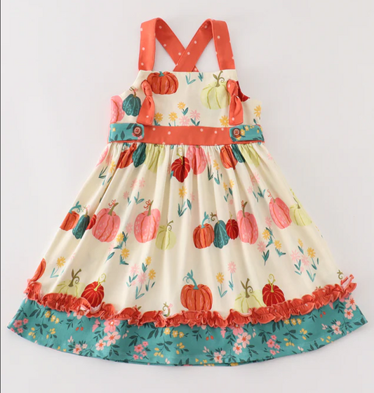 PUMPKIN PRINT APRON DRESS