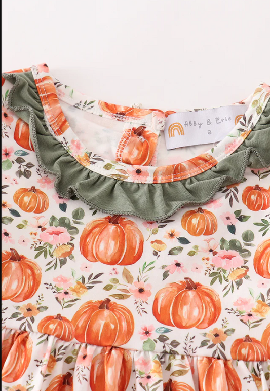 GREEN PUMPKIN RUFFLE DRESS