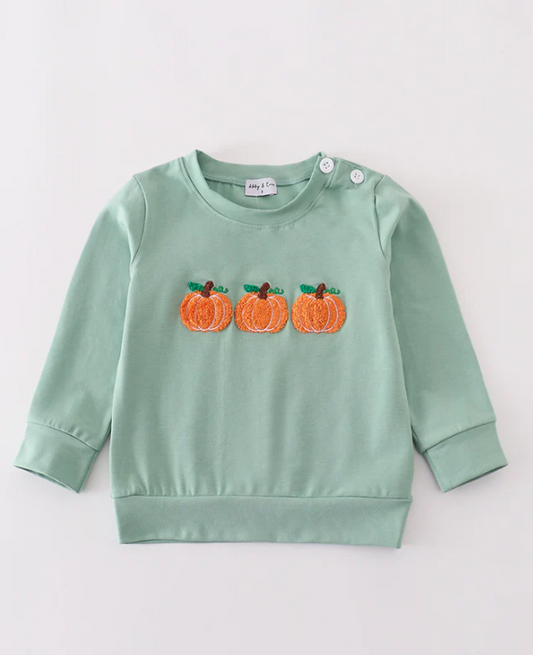 SAGE PUMPKIN EMBROIDERED TOP