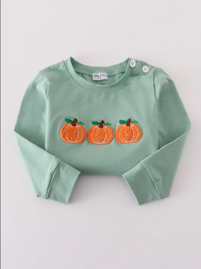 SAGE PUMPKIN EMBROIDERED TOP