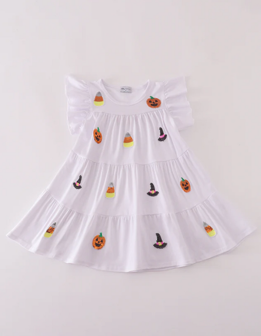 WHITE SEQUIN HALLOWEEN DRESS