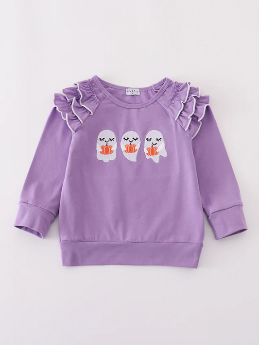 PURPLE EMBROIDERED GHOST TOP