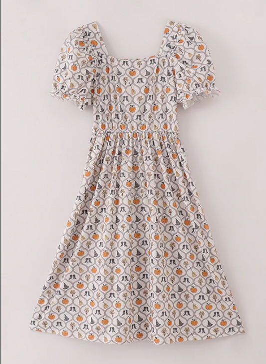 WITCH PUMPKIN PRINT MOM DRESS