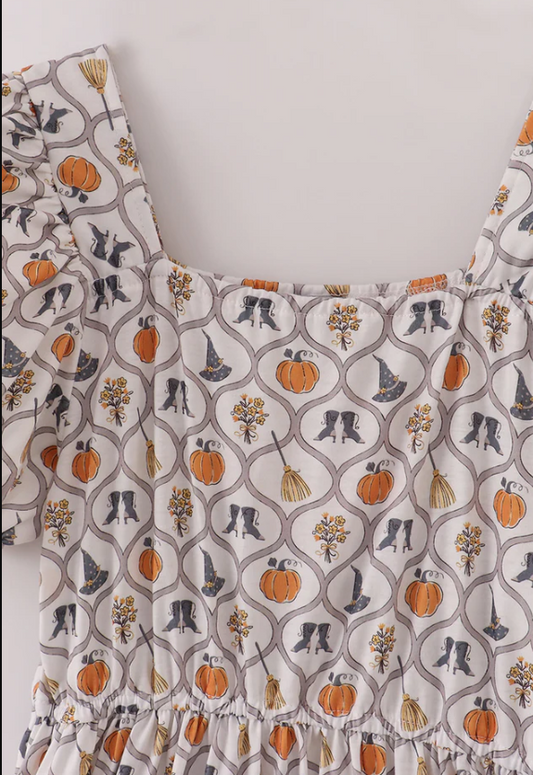 WITCH PUMPKIN PRINT MOM DRESS