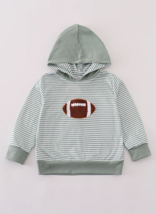 SAGE STRIPE FOOTBALL FRENCH KNOT HOODIE