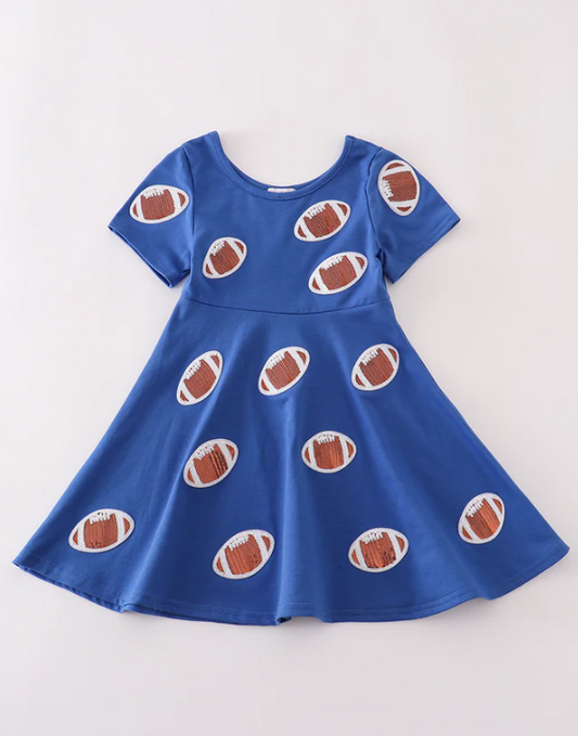 BLUE FOOTBALL SEQUIN DRESS