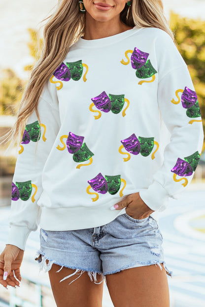 Sequin Mardi Gras Sweatshirt December.